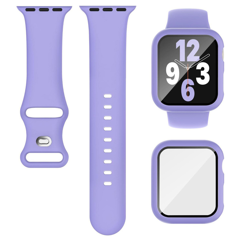 Suitable for Apple Watch, Silicone Strap, Pc Protective Case, Two-In-One Set, Multi-Color Strap