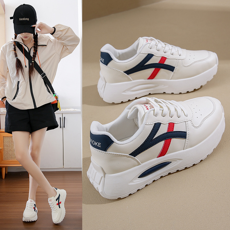 Women's Spring and Summer New Outdoor Leisure Sports White Shoes Thick-Soled Versatile White Shoes Women's Shoes