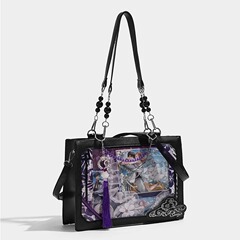 UR學生黨小食量痛包日常單肩斜挎通勤包2024新款透明穀子吧唧娃包