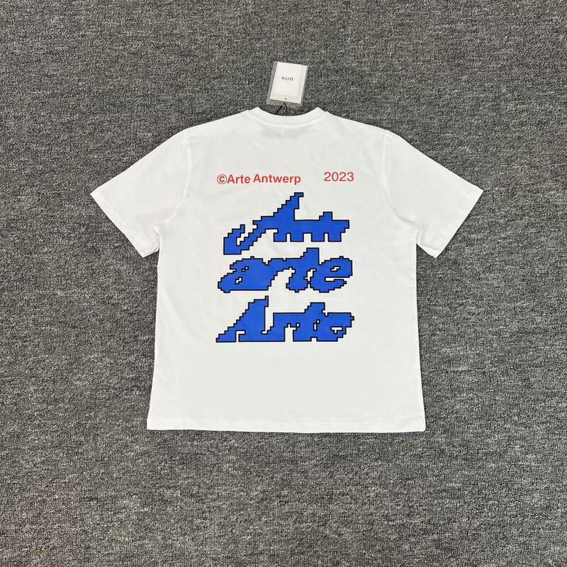 Arte New Summer Style Casual Loose White Blue Printed Short-Sleeved T-Shirt for Men and Women Arte New Summer Style Casual Loose White Blue Printed Short-Sleeved T-Shirt for Men and Women