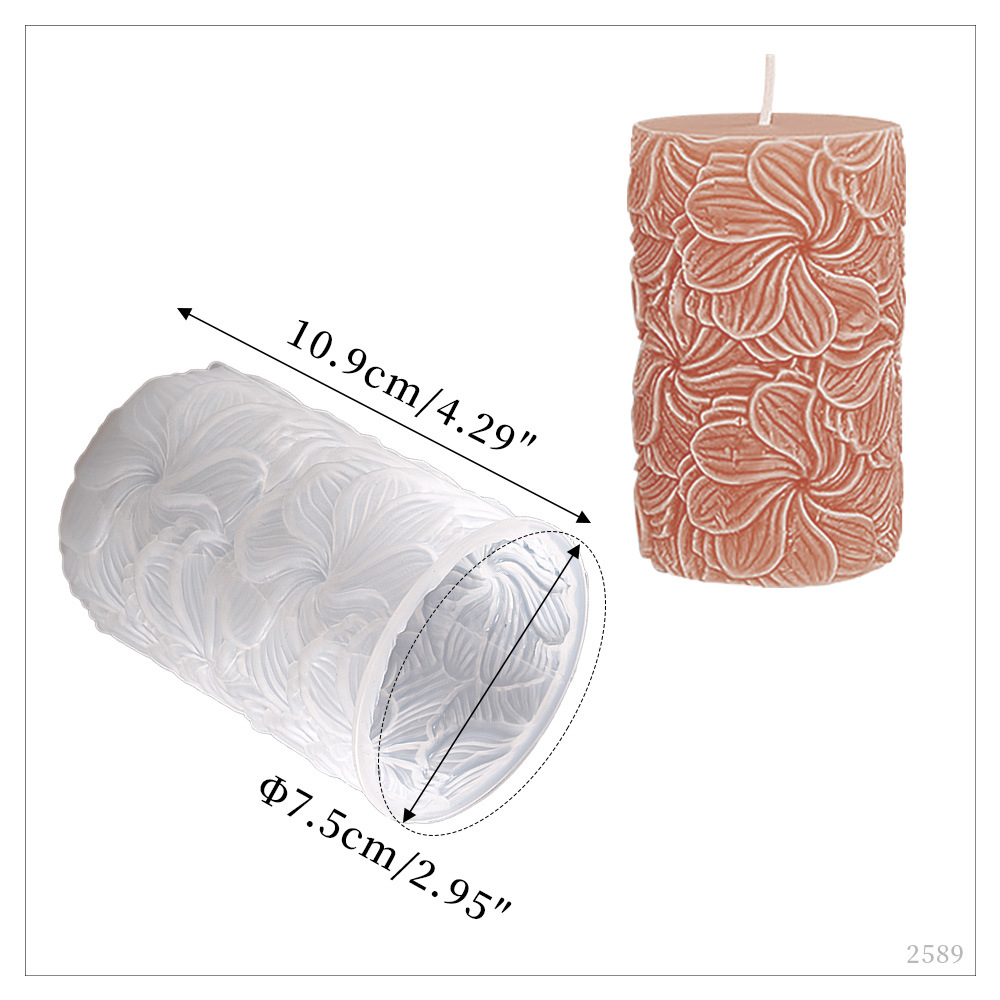 Diy aromaterapia vela molde Rosa molino de viento flor cilíndrica vela molde de silicona en stock al por mayor