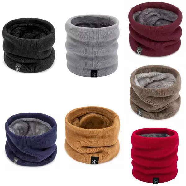 Cross-Border Autumn and Winter Solid Color Scarf for Men and Women Cycling Windproof Fleece-Lined Thickeneded Warm Wool Pullover Scarf Versatile