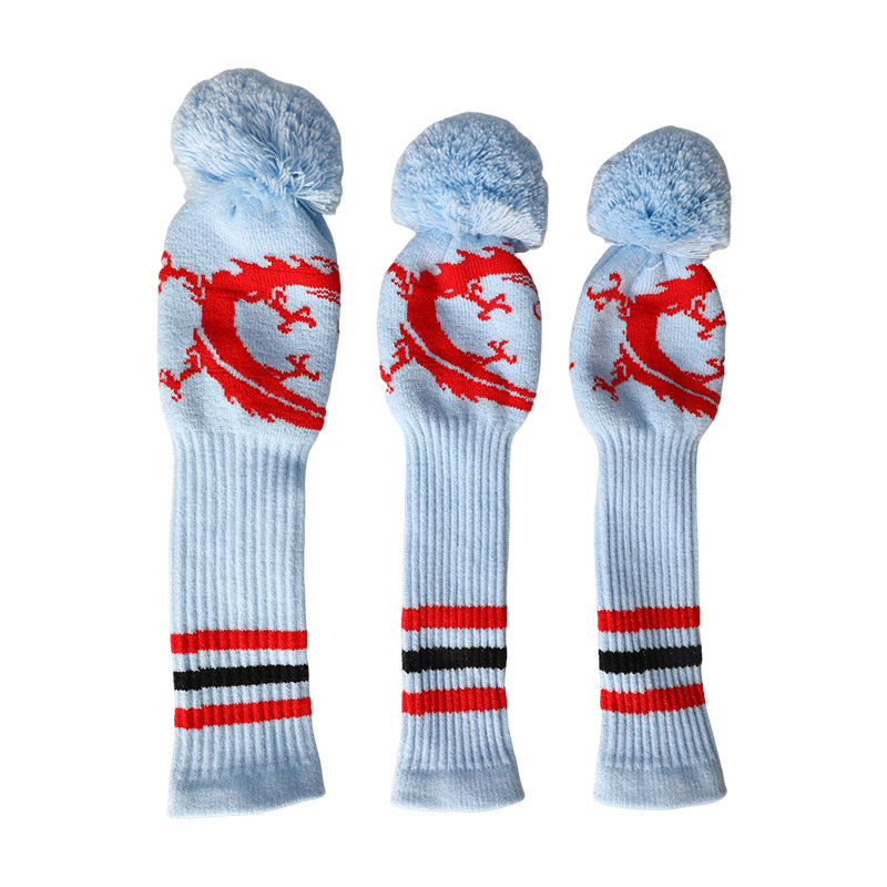 Directo de fábrica de pelo transfronterizo e-commerce Amazon golf suministros de madera de polo cubierta de la cabeza de Rod de lana cubierta de sombrero de tejer dragón