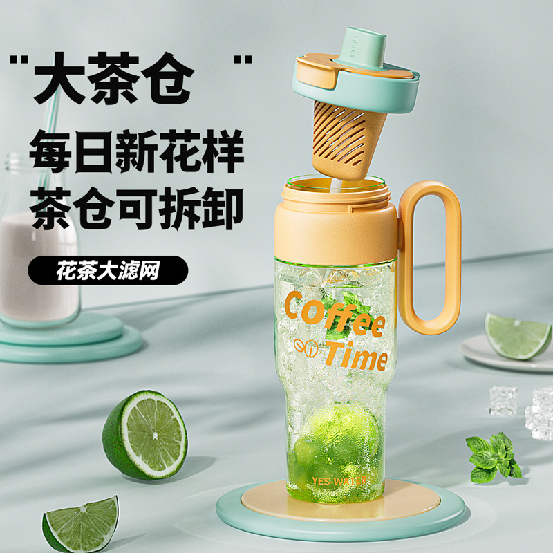 Taza de agua de gran capacidad de alto valor Taza de separación de té Taza de doble bebida de plástico resistente a altas temperaturas para estudiantes Taza de agua para trabajadores de oficina