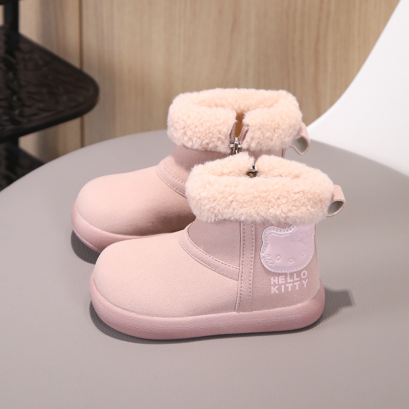 Girls' Shoes Kidsren's Martin Short Boots Snow Boots 2025 New Autumn and Winter Velvet Winter Style Leather Boots