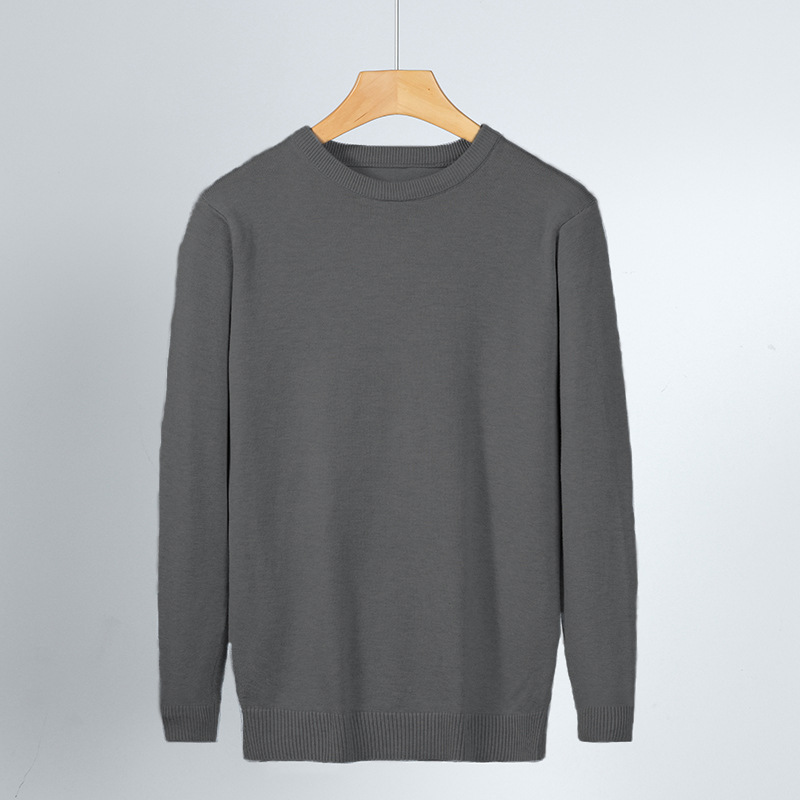 Hombres camisetas delgadas de punto de invierno jóvenes hombres cuello redondo de color sólido casual hoodie de manga larga suéter hombre transfronterizo mayorista