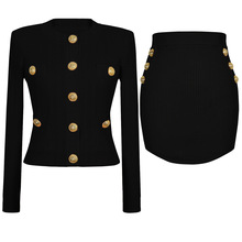 品质现货2025年春夏新款女式时尚网红针织外套上衣+半身短裙套装