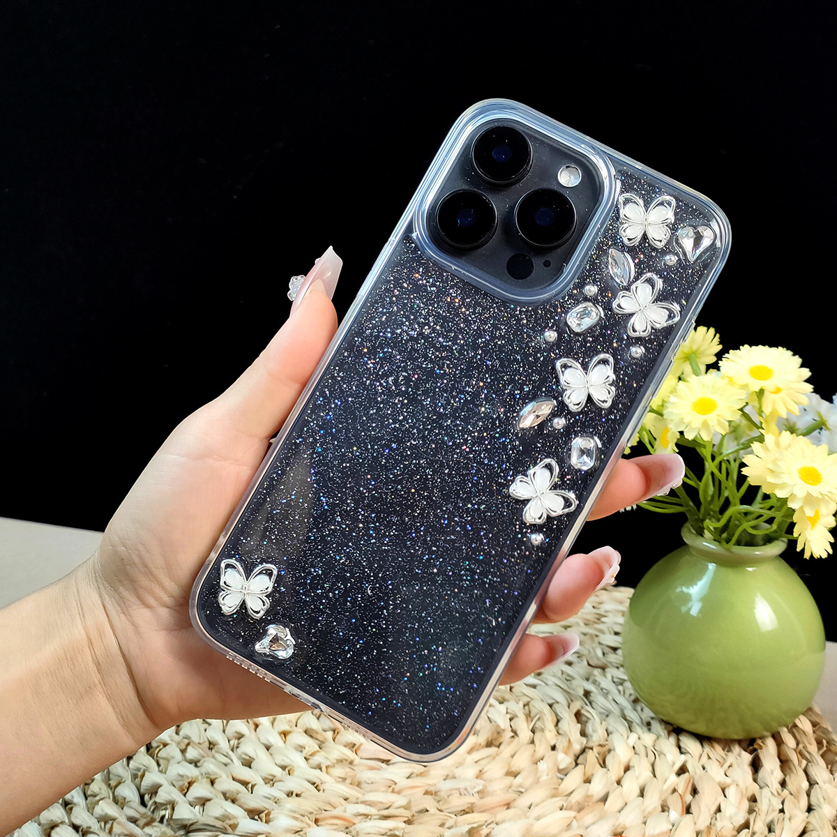 Capa de celular borboleta com strass para vivo s50 s30 e iqoo neo_voghion.com