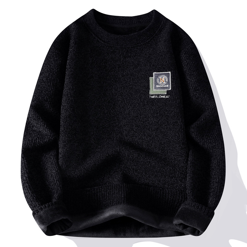 Una camiseta de terciopelo de cuello redondo para hombres otoño y invierno con camiseta de terciopelo de oro para hombres.
