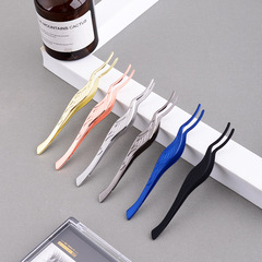 Manufacturer false eyelash tweezers assistant stainless steel eyelash curler curved mouth makeup grafting eyelash assistant