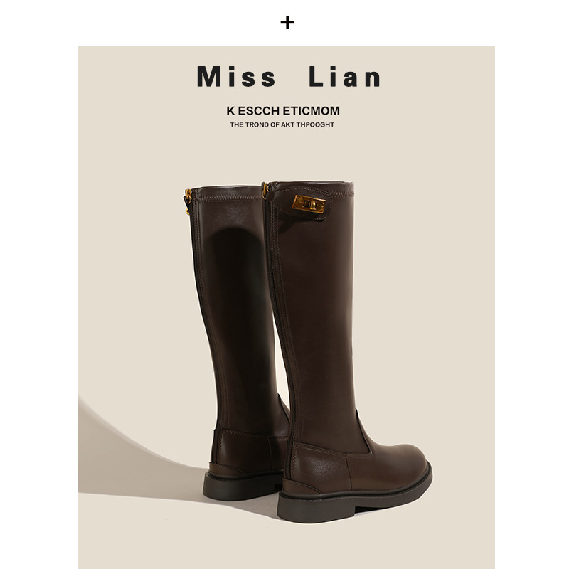 Women's large boots new wide thick leg long boots European and American flat straight boots high boots 41-43 plus size