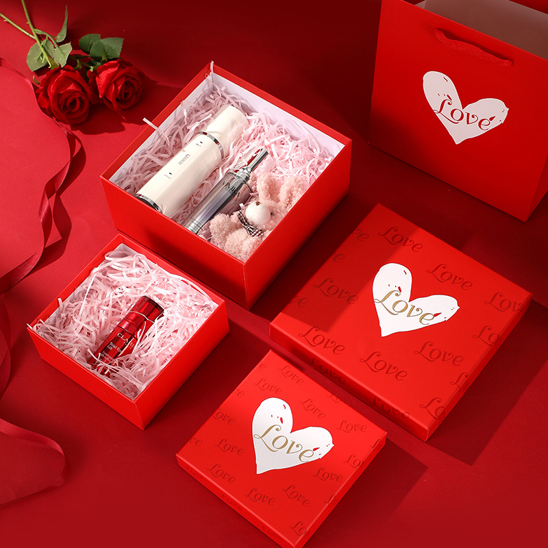 Caja de Regalo en Forma de Corazón para el Día de San Valentín, Caja de Embalaje Roja para Regalo, para Novia, Cosméticos, Lápiz Labial, Fabricante de Tapas, Venta al por Mayor