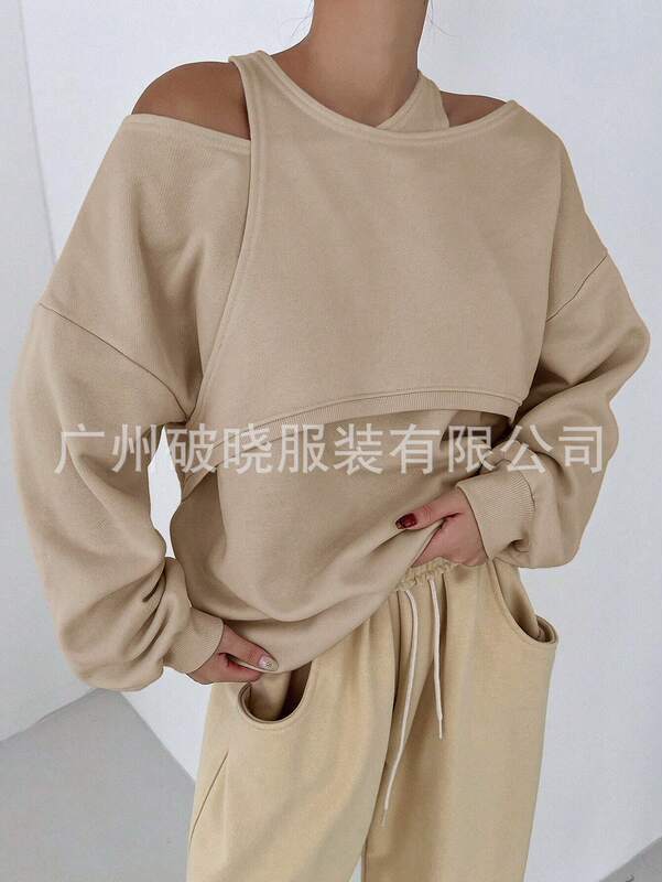 2025春季跨境外贸独立站亚马逊wish欧美新品纯色不对称卫衣|undefined