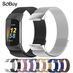 Suitable for fitbit charge6 bracelet stainless steel metal bracelet charge 5 Milanese loop strap