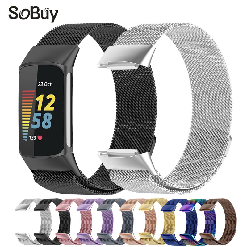 For Fitbit charge6 Bracelet Stainless Steel Metal Bracelet Charge 5 Milanese Loop Strap For Fitbit charge6 Bracelet Stainless Steel Metal Bracelet Charge 5 Milanese Loop Strap