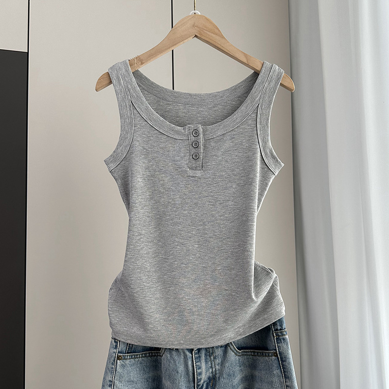 Women's Para-breasts Camisole 2025 Spring and Summer New Thread Slim-fit Slimming Button Outer Wear Suit Inner Top