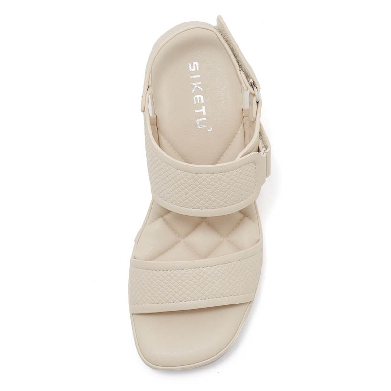 Dép sandal nữ đế dày quai Velcro mùa xuân hè 2025 — Màu đen, Màu camel, Màu trắng be chi tiết 31