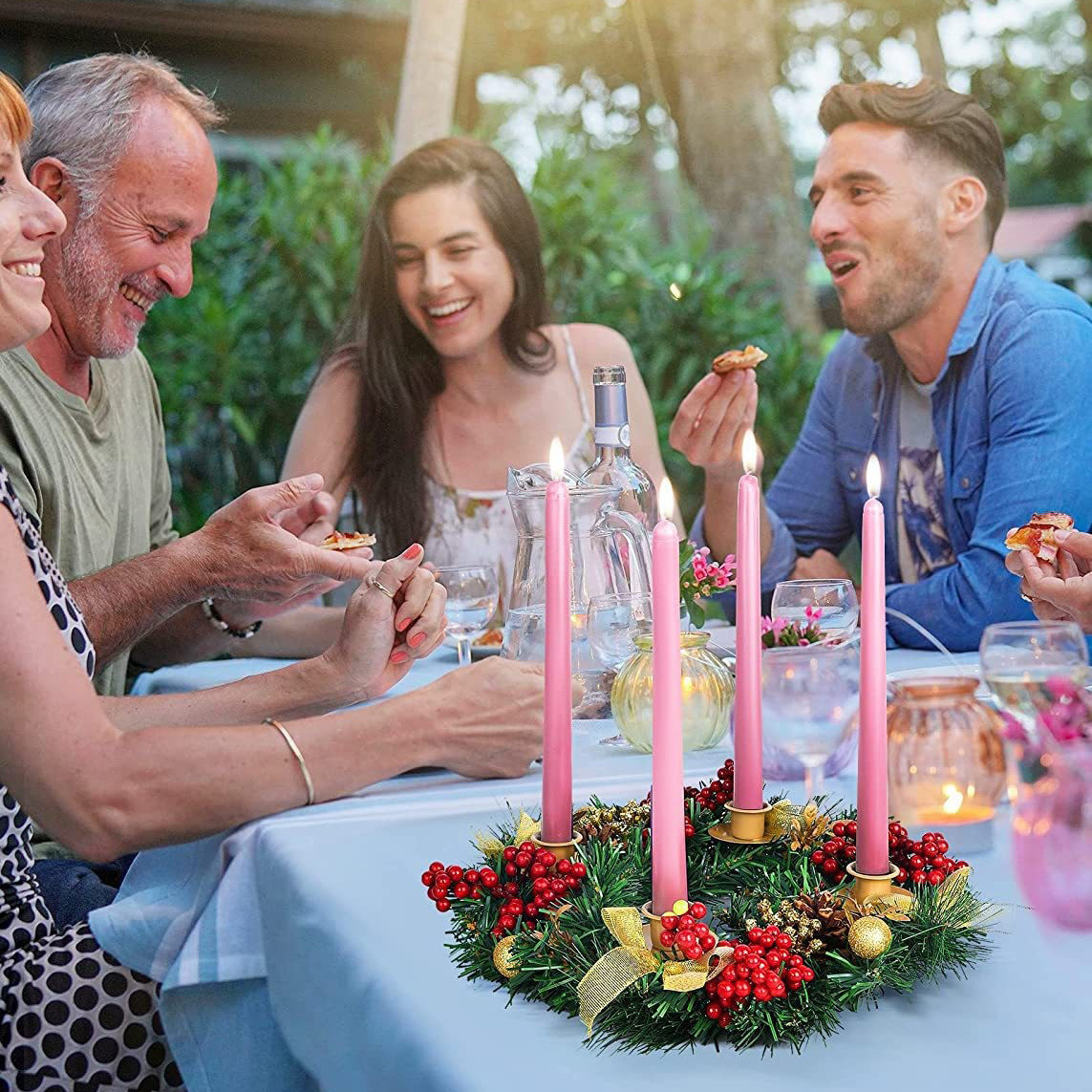 Cinta CORONA DE Navidad decoración de Navidad fábrica al por mayor Navidad candelabro Garland vela Copa Navidad candelabro de Navidad