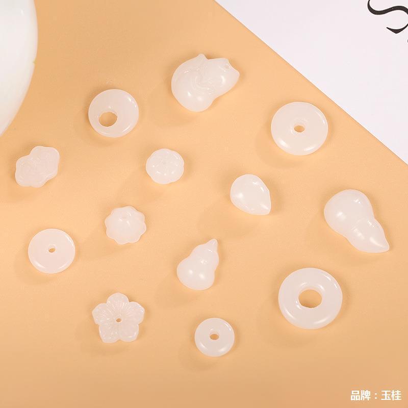 유리 모조 옥 안전걸이 펜던트, 녹옥, 백옥, 황옥 목걸이 장식품, DIY 네일아트 팔찌 액세서리, 쥬얼리