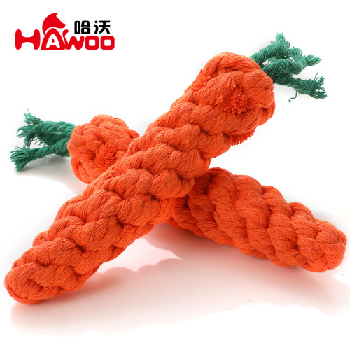 Manufacturer wholesale hand-woven cotton rope carrot Hawo dog chewing rope pet supplies rope knot toys