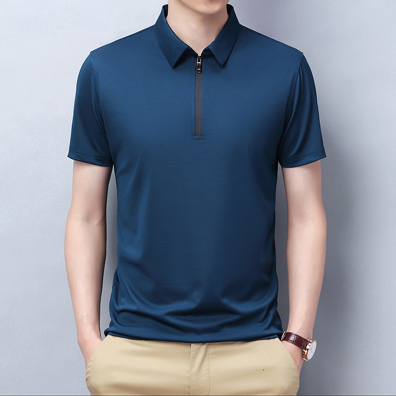 2021 new men's zipper Polo shirt summer...