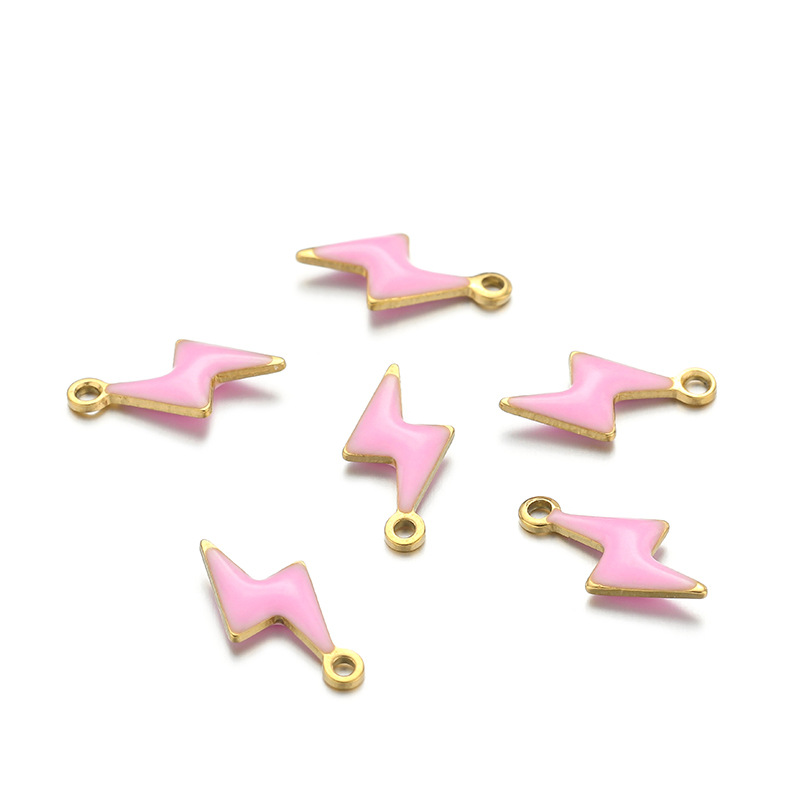 8g Weight Pendant Jewelry Making Type 5*10mm Jewelry Making Size DIY Jewelry Accessories Classification 20 PCS/Package Quantity 304 Stainless Steel Material Lightning Pattern Enamel Design Casual, Simple Style Style 20 PCS/Package 5*10mm 304 Stainless Steel Lightning Pendant 8