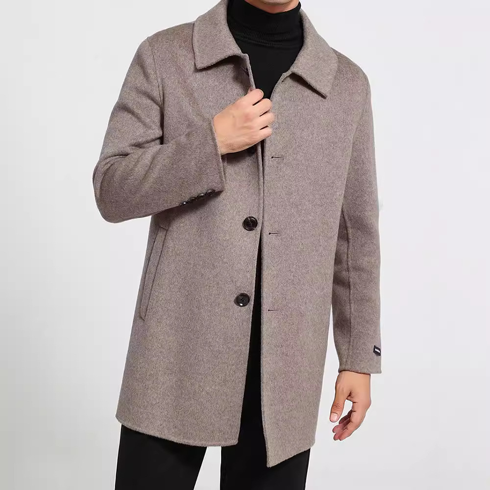 100% lana australiana de doble cara chaqueta de hombre de una sola fila de chaqueta simple chaqueta de negocios chaqueta de tamaño largo