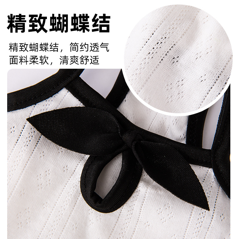 Japón y Corea del Sur minimalista chaleco perro ventilado clásico negro y blanco cinturón gatos perros pequeños y medianos peluche ropa de perro