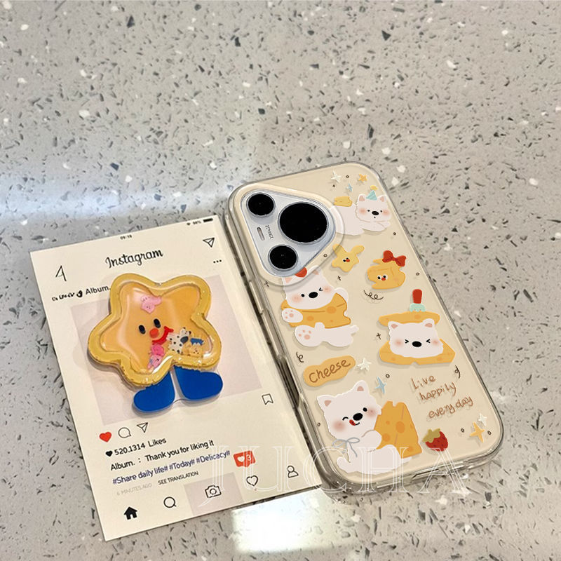 适用华为pura70pro手机壳ins风冷淡HUAWEIp60带支架甜品奶酪小狗|undefined
