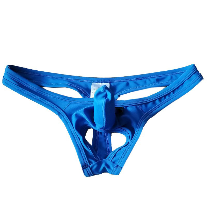 Tanga para hombre con separación para el pene, de tiro bajo, de seda fría, transpirable y sexy.