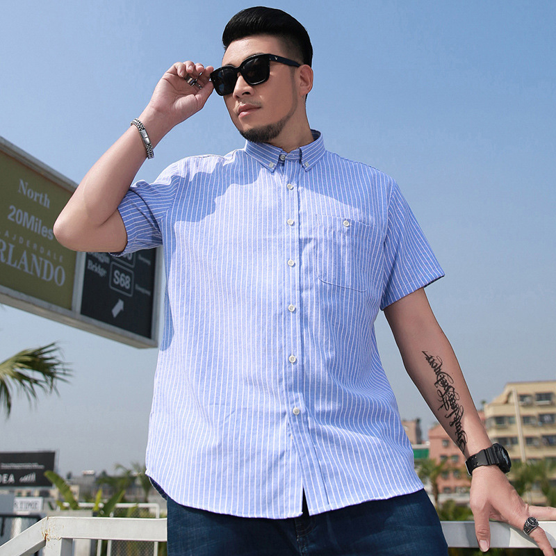 plus size Men's Summer New Short-sleeved Shirt Fat Man Business Striped Point Collar Shirt Fat Brother Amazon AliExpress plus size Men's Summer New Short-sleeved Shirt Fat Man Business Striped Point Collar Shirt Fat Brother Amazon AliExpress