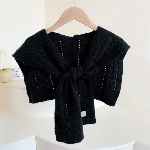 Autumn and winter air-conditioned room shoulder shawl with Internet celebrity shirt warm knotted knitted wool fashion scarf for women