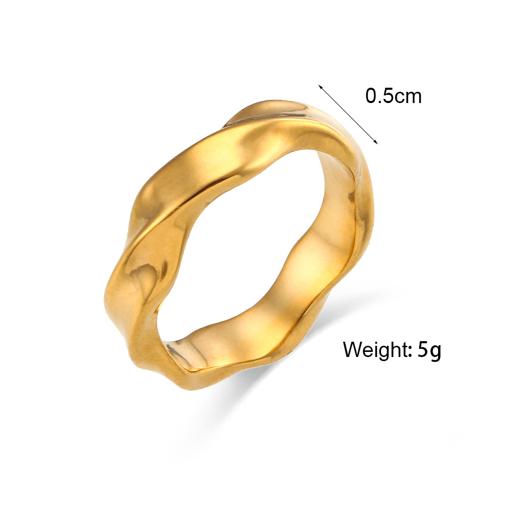 Fashion Stainless Steel 18k Gold Plating Geometric Water Ripple Ring display picture 1