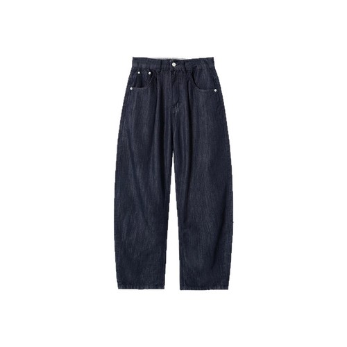 Men's Straight Leg Jeans in Original Color, Loose and Fashionable, Versatile, Distressed, Simple and Pure Color