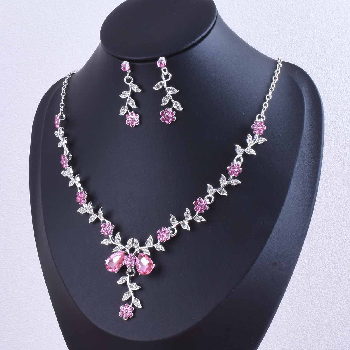 Cross-Border Popular Jewelry Set Sunflower Rhinestone Crystal Necklace Earrings Women's Banquet Wedding Accessories Jewelry