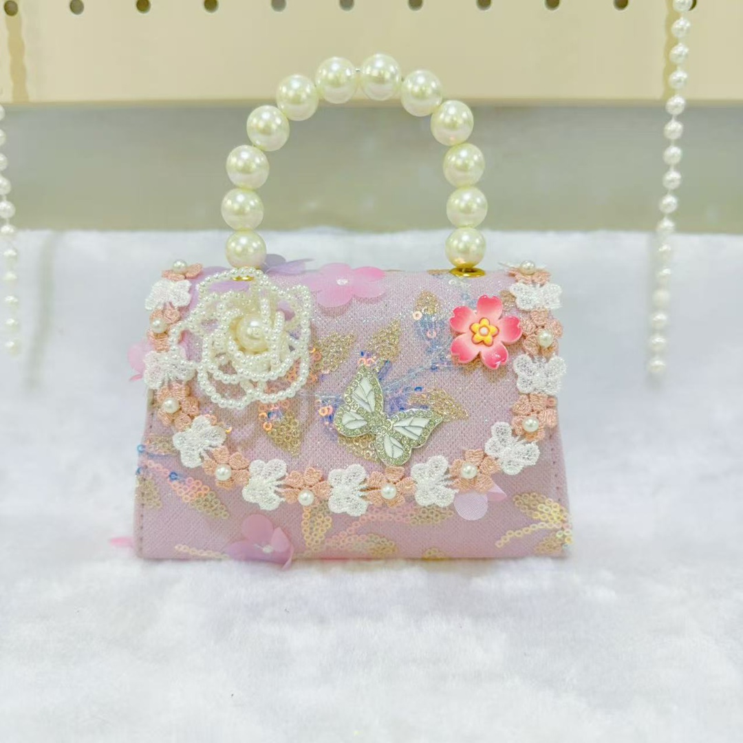 Bolsos infantiles, bolsos de cambio de niña, bolsos de mano de perlas, bolsos de almacenamiento, accesorios de perlas.