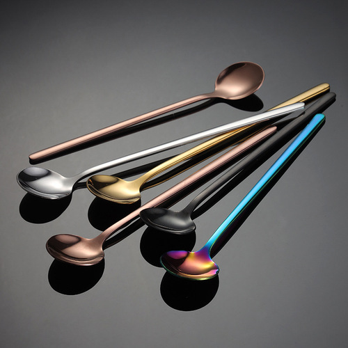 304 stainless steel mug spoon coffee stirring spoon 17cm titanium plated multi-color restaurant dessert shop western tableware