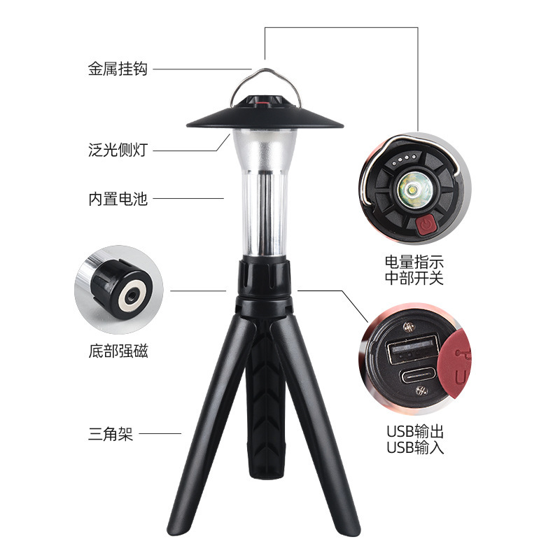 新款戶外露營燈速賣通led照明營地燈迷你便攜USB充電手電筒野營燈