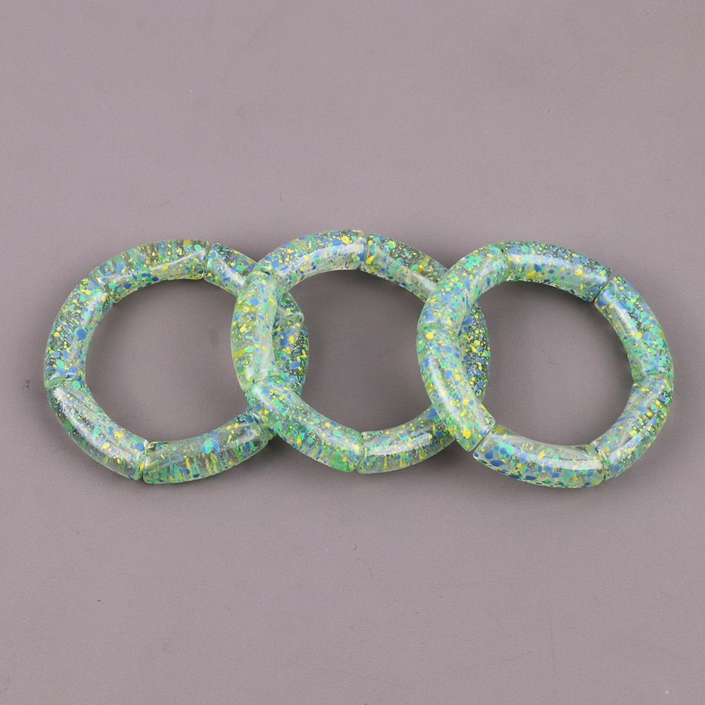 Daily Occasion Acrylic Material Color Block Pattern Unisex Gender Commute Color Block Arylic Bangles Wholesale