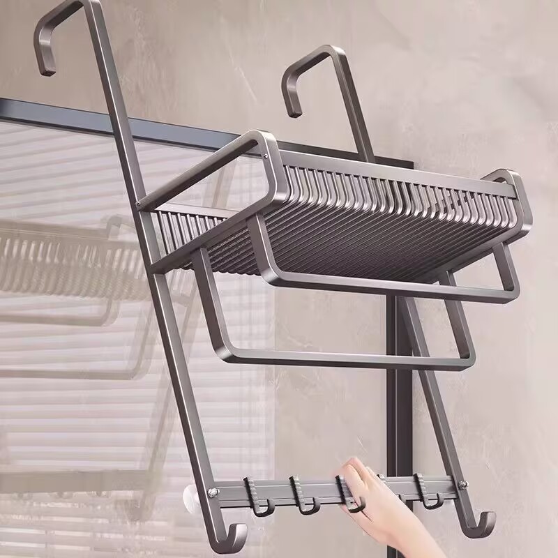 Bathroom Towel Rack Punch-free Shower Room Glass Door Hanger Toilet Bath Towel Rack Towel Bar Toilet Rack