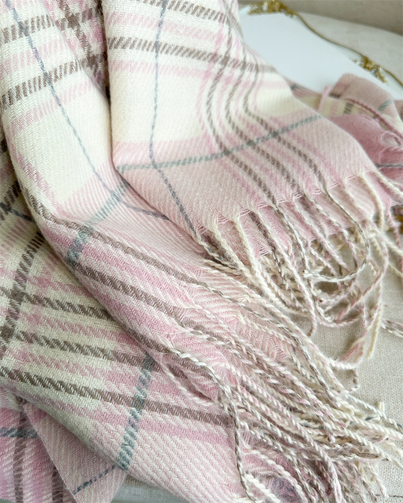 450g Weight Scarf Classification Holiday, Daily Occasion Imitation cashmere Material Color Block Pattern Winter Season Women's Gender Printing Design Elegant, Simple Style, Classic Style Style New Plaid Artificial Cashmere Scarf Autumn And Winter Korean Style Simple All-Matching Warm Scarf Women's Thickened Tassel Shawl 3
