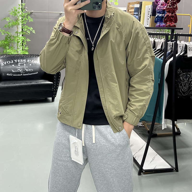 Spring and Autumn Men's Jacket Trendy Slim Stand Collar Jacket Men's 2025 New Stylish Casual Versatile Long-Sleeve Top Spring and Autumn Men's Jacket Trendy Slim Stand Collar Jacket Men's 2025 New Stylish Casual Versatile Long-Sleeve Top