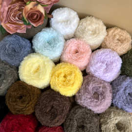 悠织山茶花秋冬皮草线围巾帽子包包线材Diy发饰毛茸茸线材50g毛线