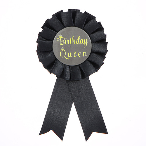 Birthday Girl Queen Pin with Tin Ribbon Badge, Birthday Party Supply
