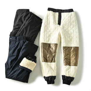 Cold -10 °! Couples Can Wear Thickened fleece-lined Lamb Velvet Graphene Knee Windproof Warm Casual Cotton Pants