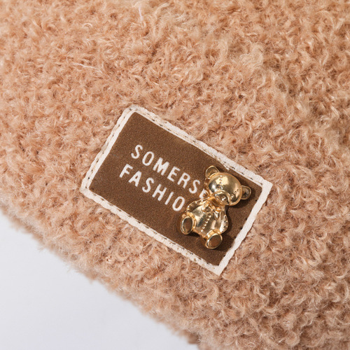 Bear Plush Hat for Women - Autumn/Winter Hooded Cute Hat with Fleece and Thick Lining - Postpartum Warmth Keeping Anti-Cold Ear Protection Cold Hat