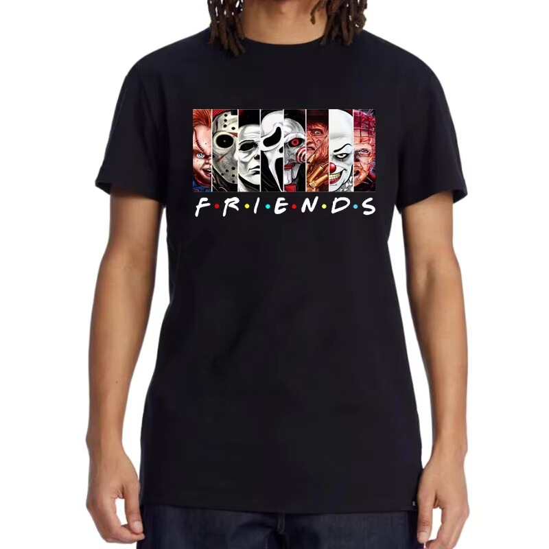 Men's High-Quality T-Shirt, Pure Cotton T-Shirt, Fun Friend Print T-Shirt, Loose Fit, Cool Summer O-Neck Men's T-Shirt