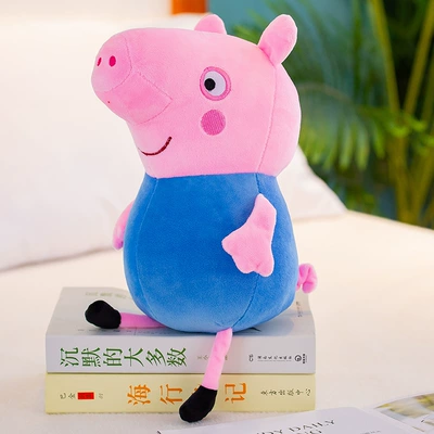 Peppa Pig Doll Family of Four Stuffed Toys Pink Piggy Holiday Gift Pillow Doll (Oyuncaq yastıqlar) - blue-pig-30cm