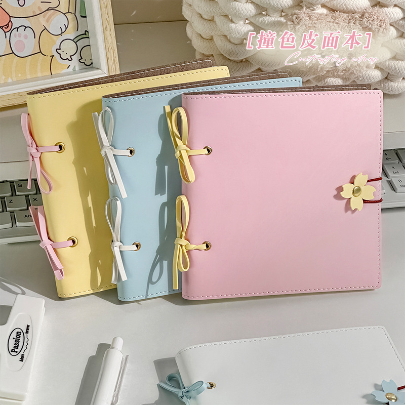 シンプルでクリエイティブなトラベルノートブック、スタンプ付き学生ノート、休暇用ポータブルノートブック、正方形の取り外し可能なハンドブック|undefined