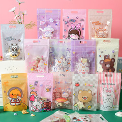 漫画ジッパー自己密封袋かわいい透明ビスケット雪花ショートニング包装袋自立袋キャンディー牛圧延糖密封袋